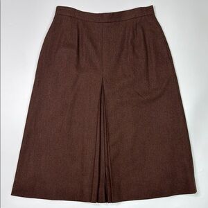Vintage Gordon Of Philadelphia Brown Wool Pleated Pencil Skirt Size 14